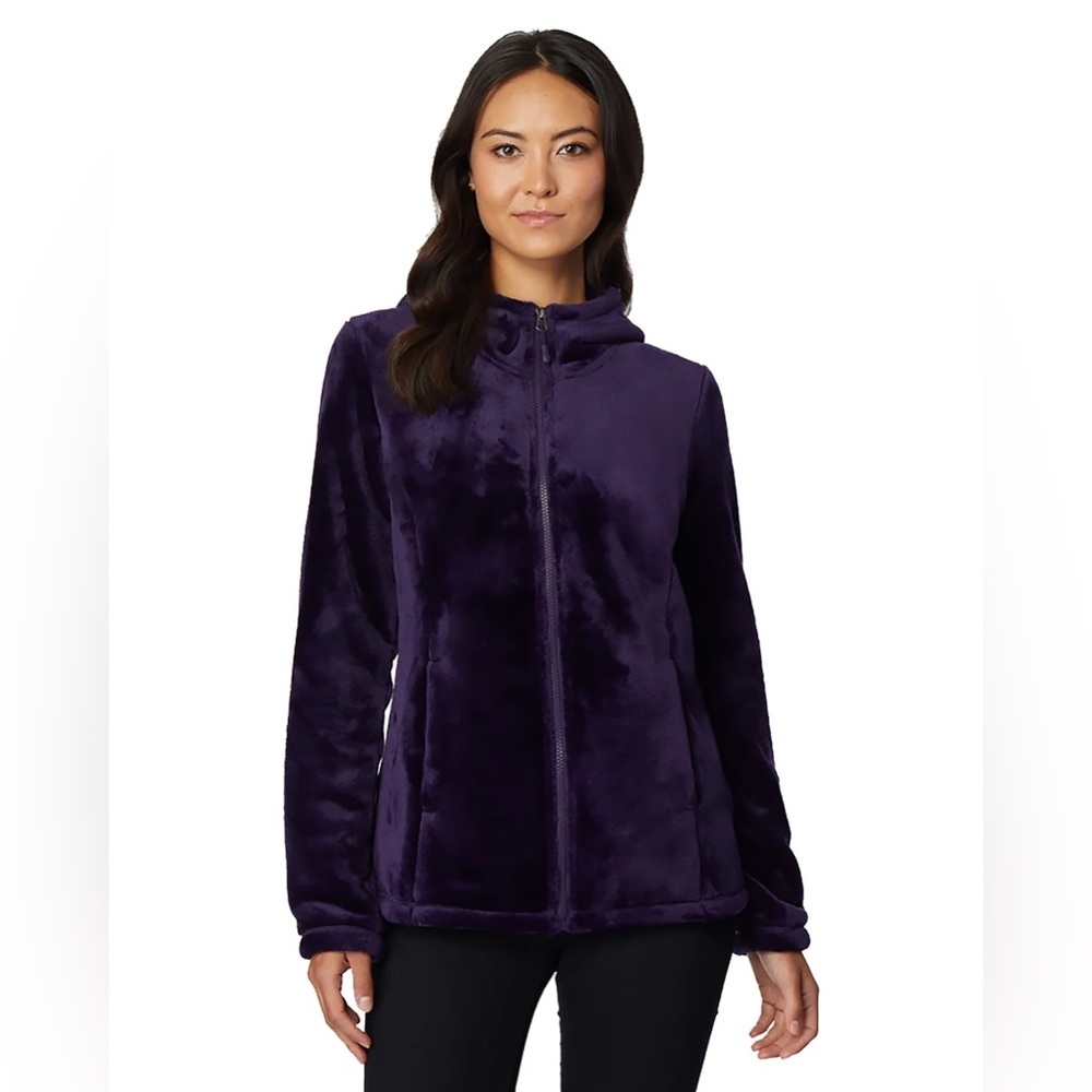 32 Degrees Luxe Fur Hooded Zip Jacket Size Small Plum Purple Soft Sherpa Fleece